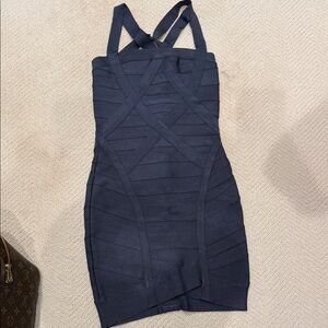 Herve Leger Navy Bodycon Dress - Women